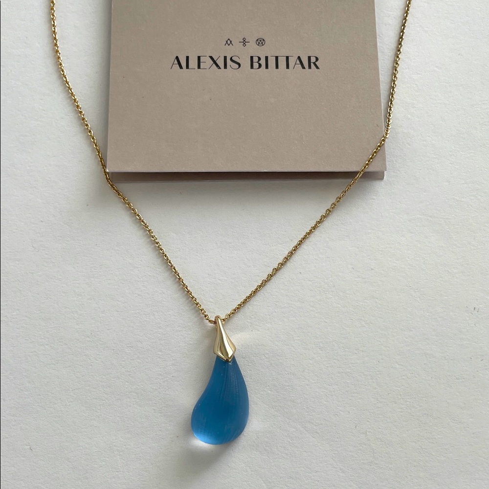 Alexis Bittar lucite dew drop pendant necklace